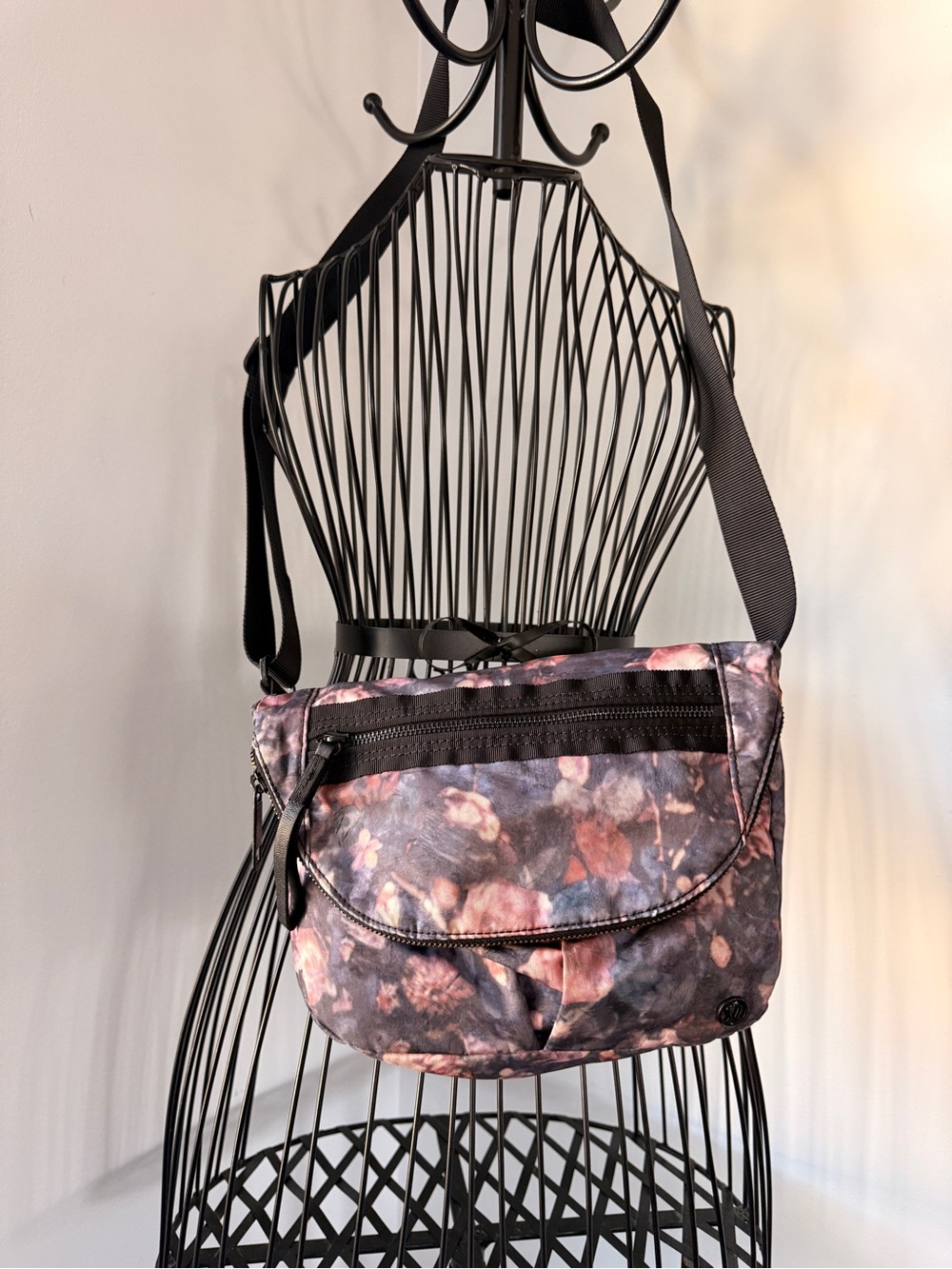 lululemon athletica Floral Print Crossbody - Pink and Black (sold as is)